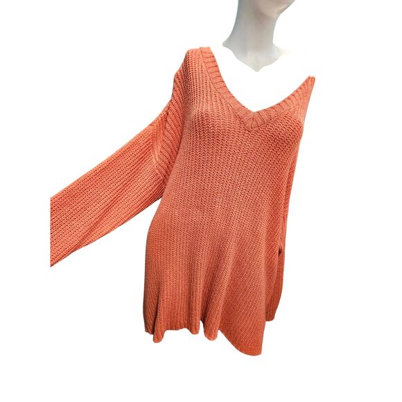 Soft Surroundings Orange V Neck Sweater Womens Size 3X - Picture 2 of 7
